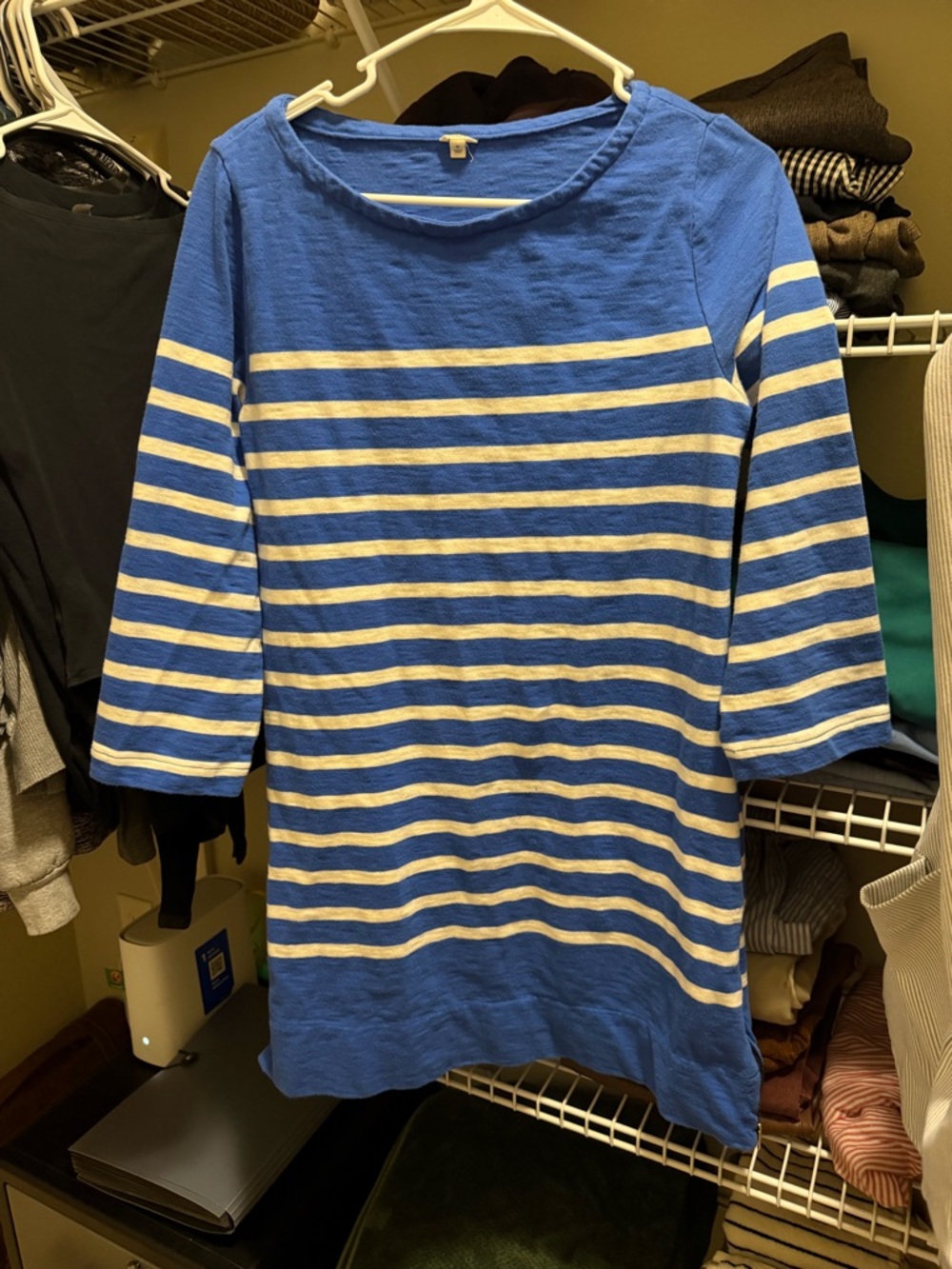 J. Crew Royal Blue and White Striped Tee Dress
